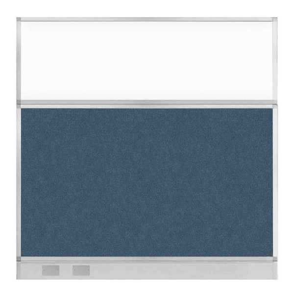 Hush Panel Cubicle Partition 6' x 6' W/ Window Caribbean Fabric Clear Window W/ Cable Channel